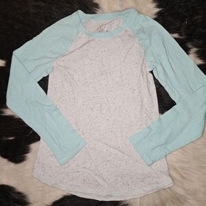 Justice Mint Green and Gray Long Sleeve Tee